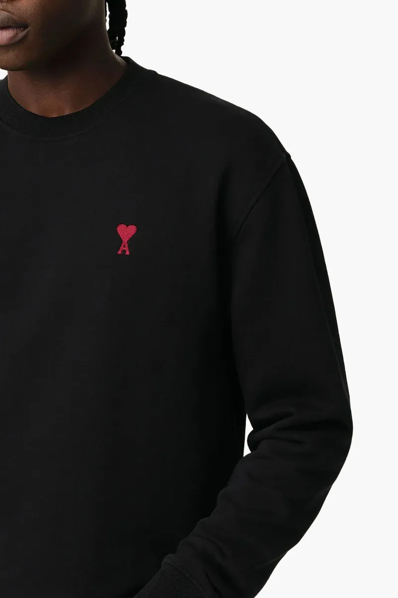 AMI Unisex De Coeur Classic Fit Sweatshirt in Black Organic Cotton 3