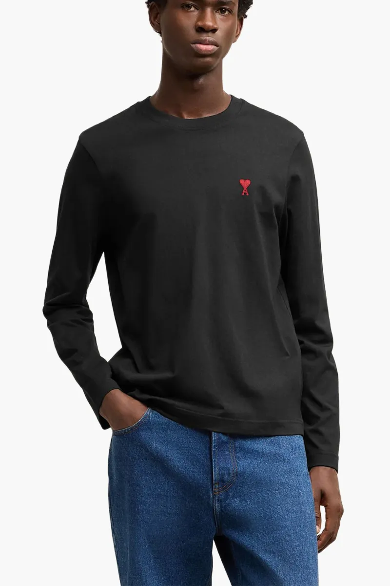 AMI Red De Cœur Long-Sleeve T-Shirt in Black Cotton

 1