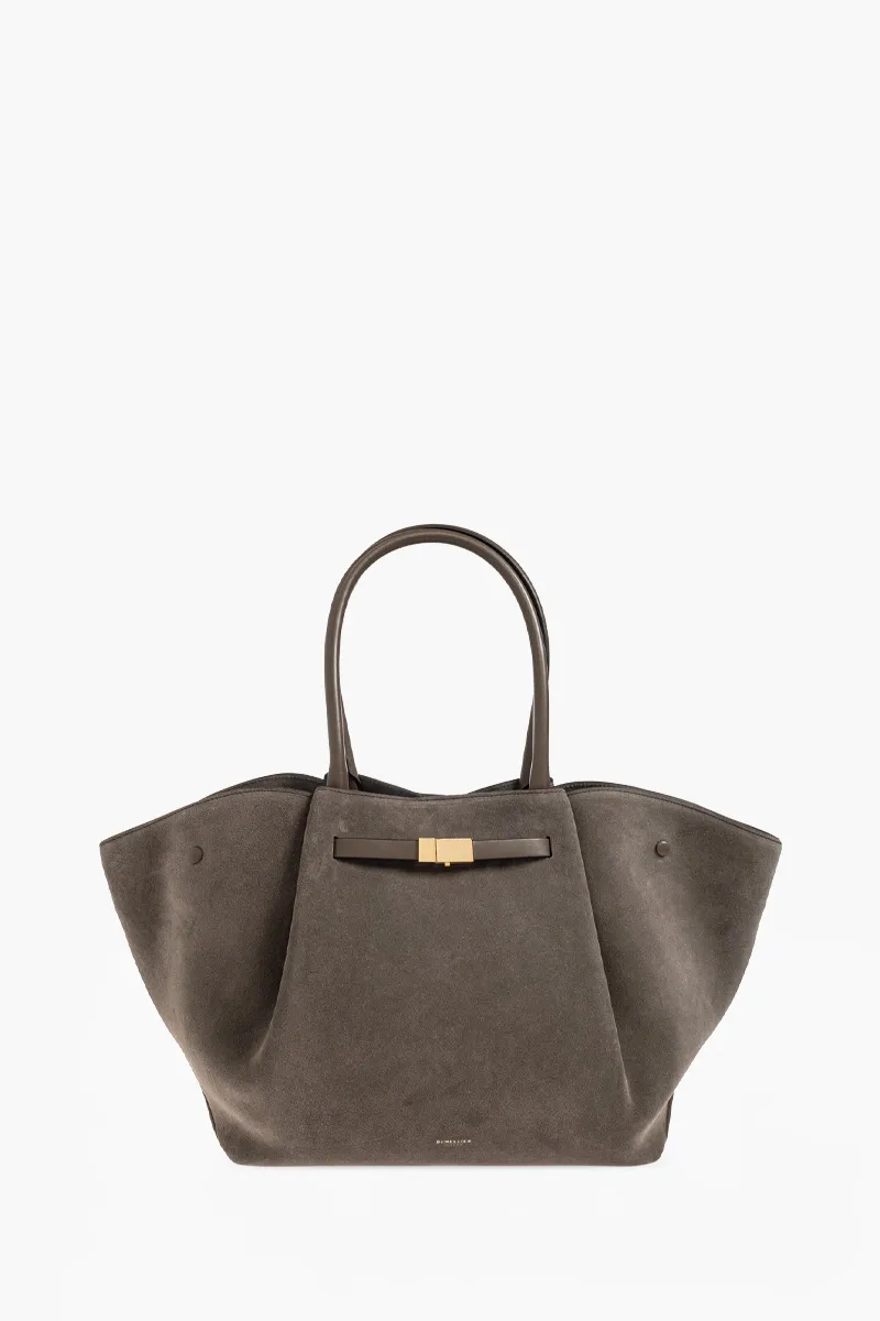 DEMELLIER The New York Handbag in Deep Olive Suede Smooth 0