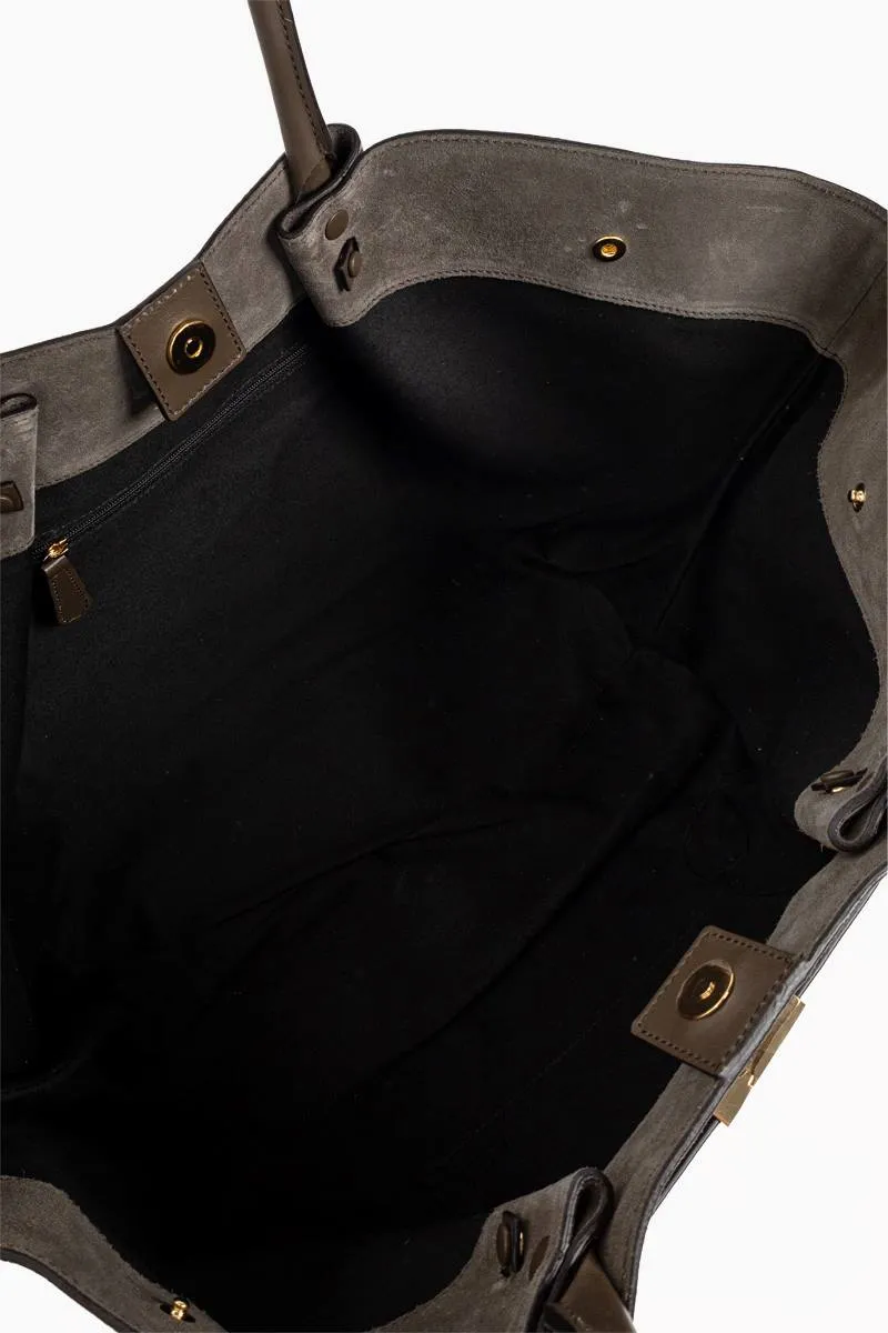 DEMELLIER The New York Handbag in Deep Olive Suede Smooth 3