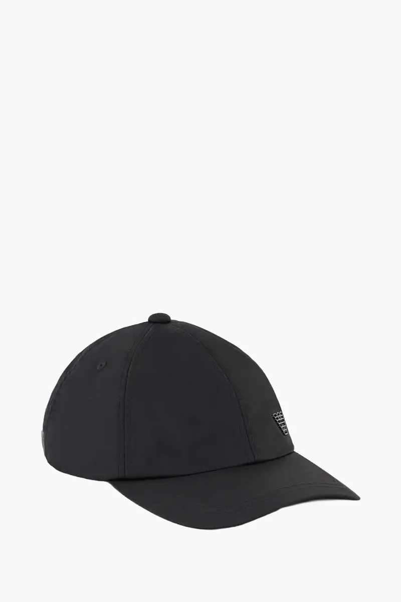 EMPORIO ARMANI Men ASV Eagle Plate Baseball Cap in Black Nylon 0