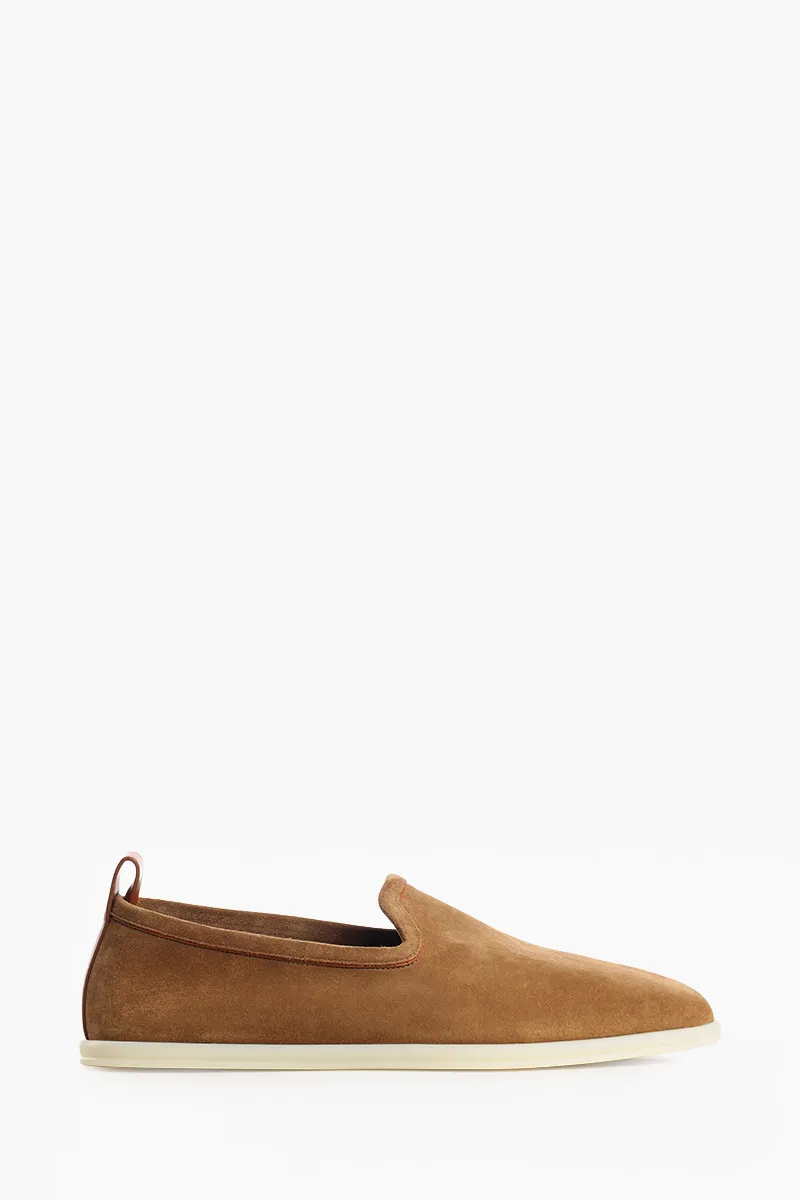 LORO PIANA Men Venice Walk Loafers in Light Sand Dune Suede 0
