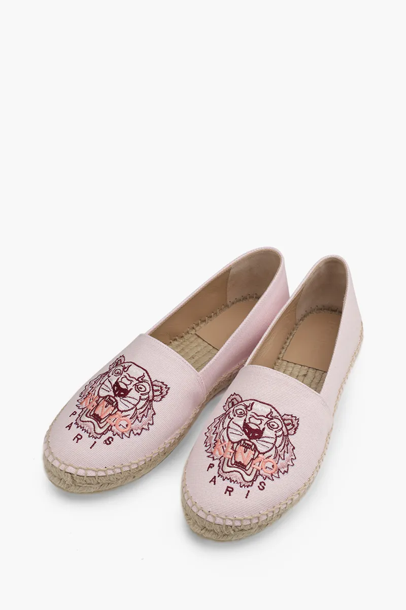 KENZO Women Tiger Espadrilles in Pink/White Canvas 1