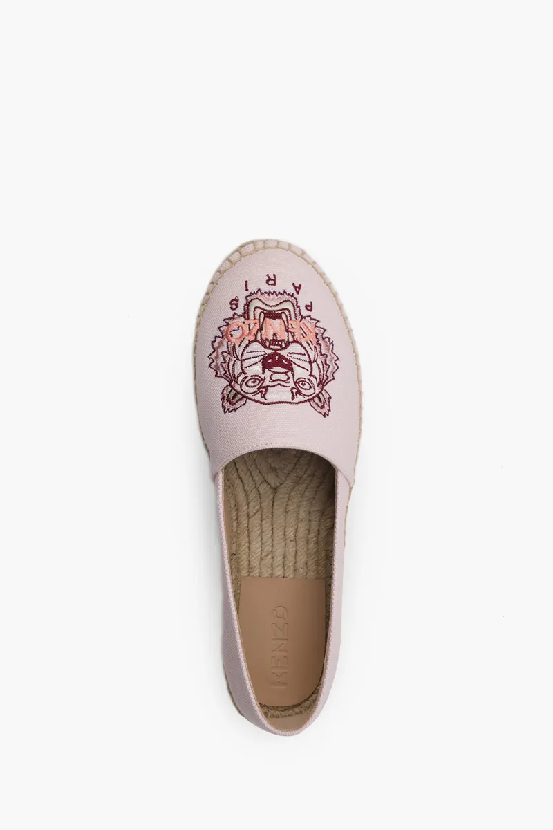 KENZO Women Tiger Espadrilles in Pink/White Canvas 3