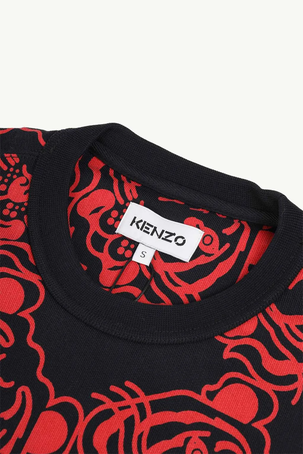 KENZO Women All-Over K-Tiger Monogram Sweatshirt in Black/Red with 3D Logo 3