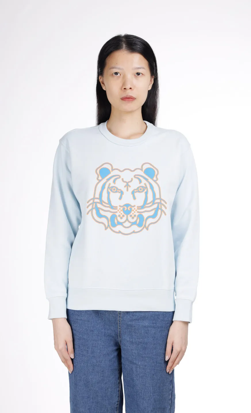 KENZO Women K Tiger Two Tone Sweatshirt in Light Blue 4