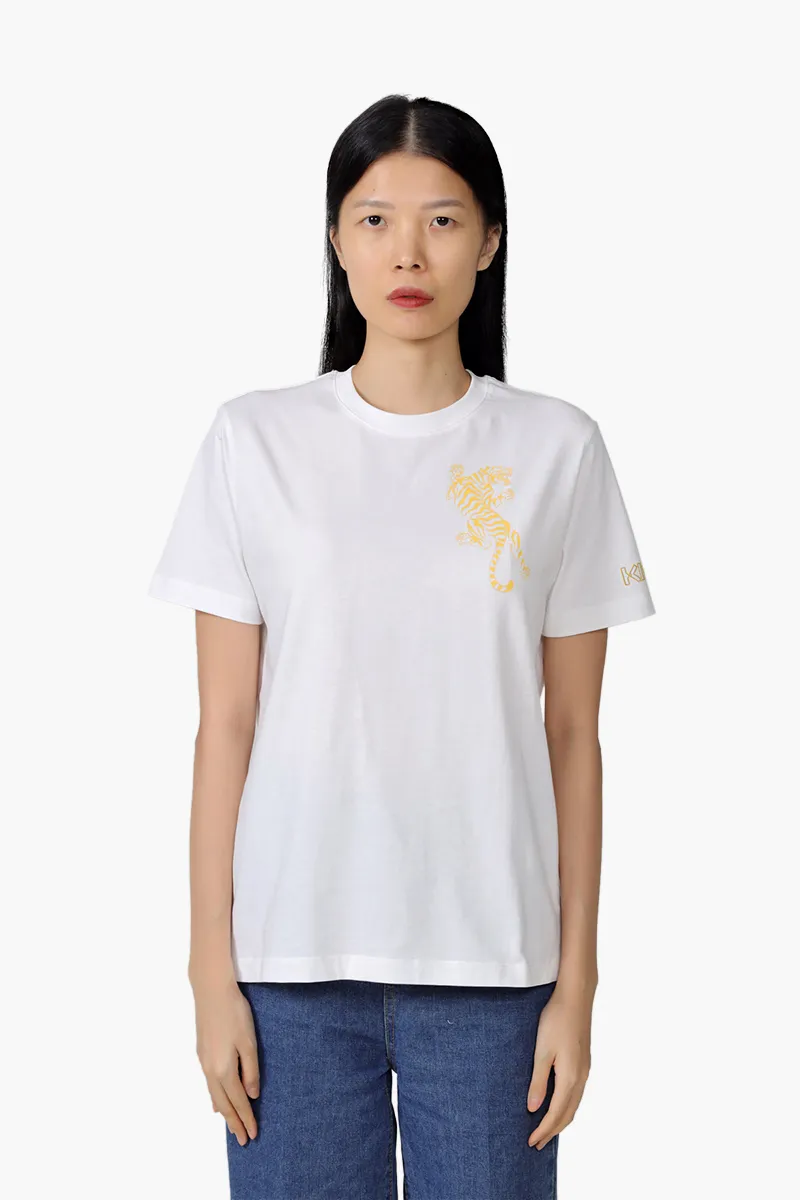 KENZO Women 'Climbing Tiger' Loose Fit T-Shirt in White 0