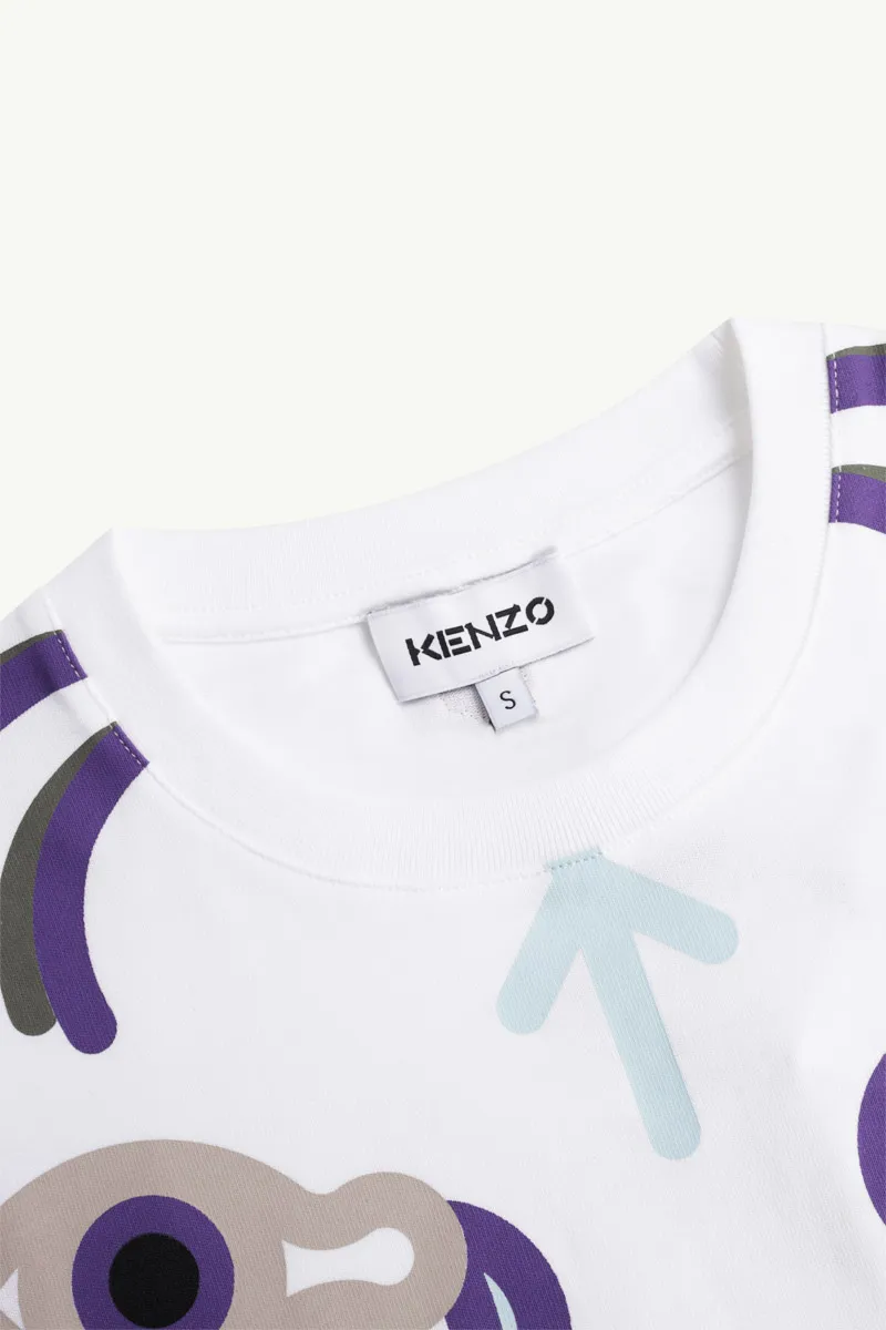 KENZO Women Oversize K-Tiger Loose Fit T-Shirt in White 3