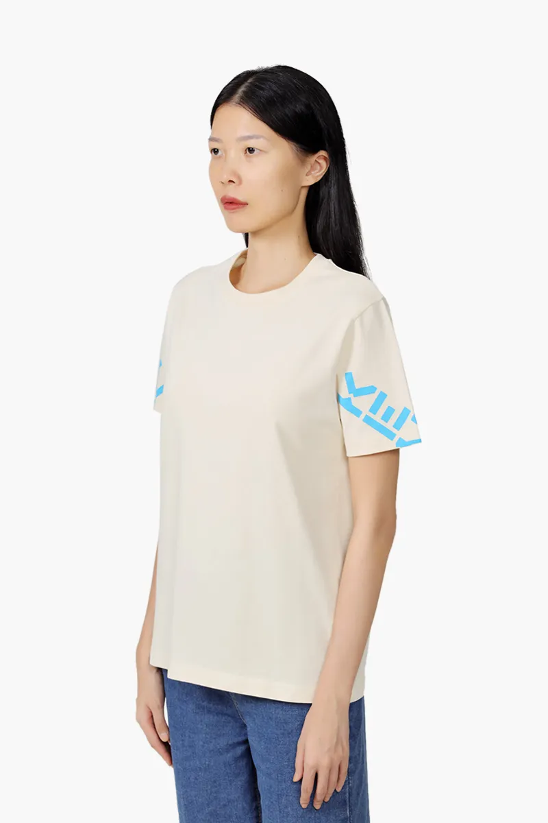 KENZO Women Sport 'Big X' on Sleeve Loose T-Shirt in Cream 2