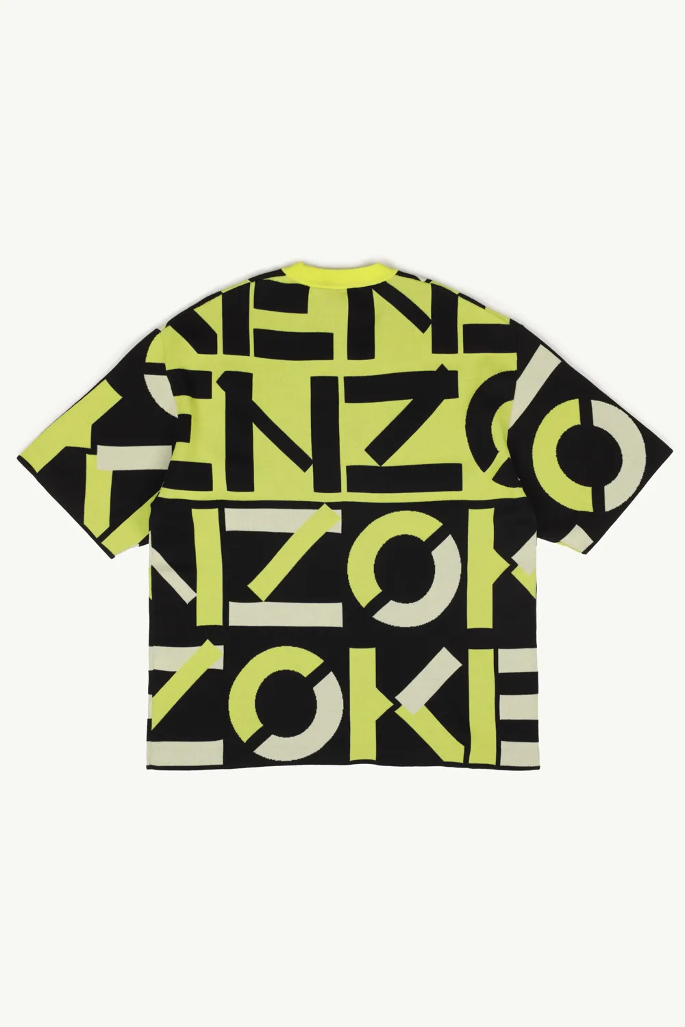 KENZO Men Monogram All Over Maxi Logo Oversized T-Shirt in Black/Yellow 1