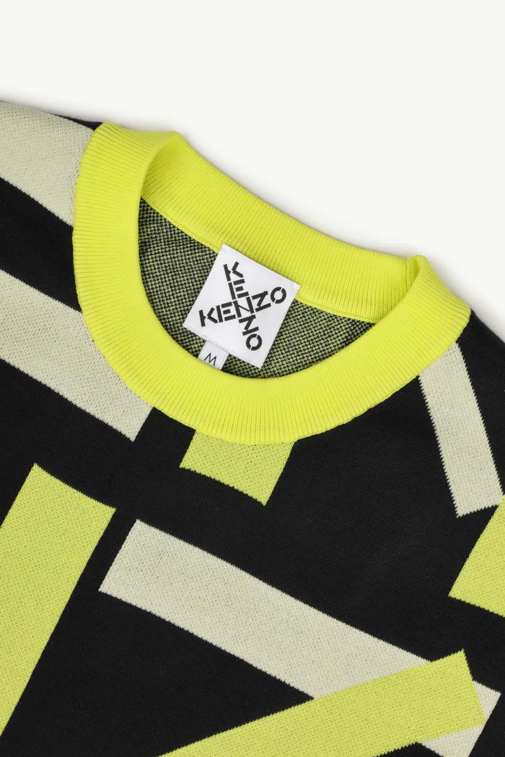 KENZO Men Monogram All Over Maxi Logo Oversized T-Shirt in Black/Yellow 2