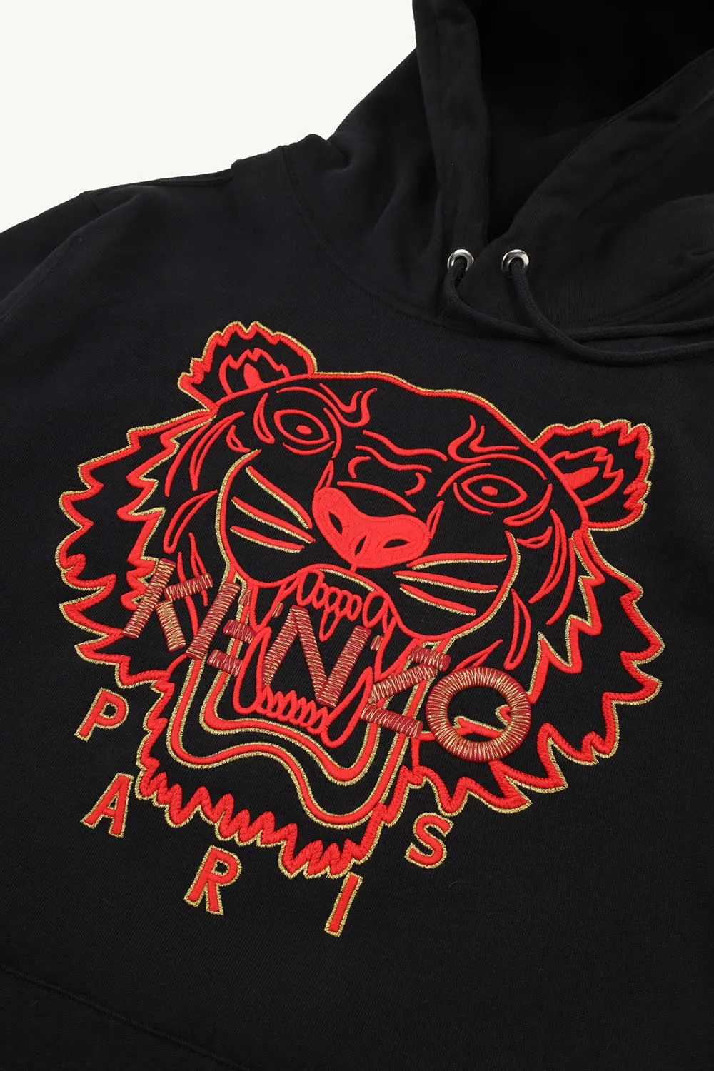 KENZO Men Embroidered Tiger 'The Year of The Tiger Capsule' Sweatshirt in Black/Red with Hoodie 2
