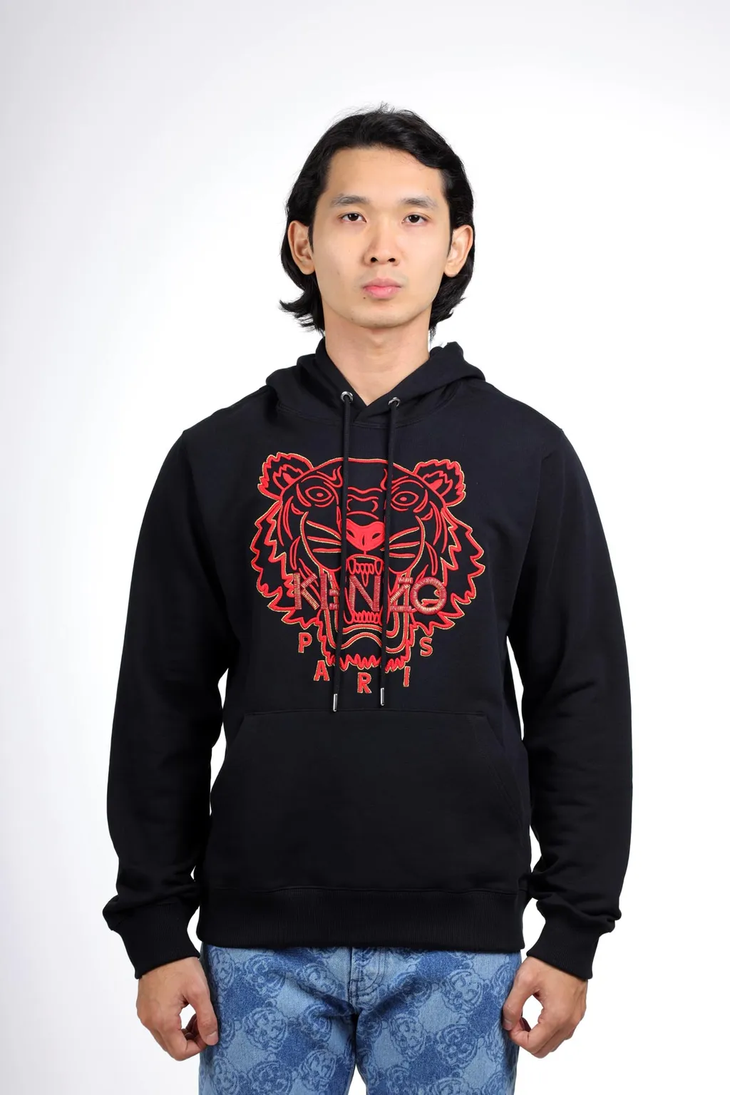 KENZO Men Embroidered Tiger 'The Year of The Tiger Capsule' Sweatshirt in Black/Red with Hoodie 4