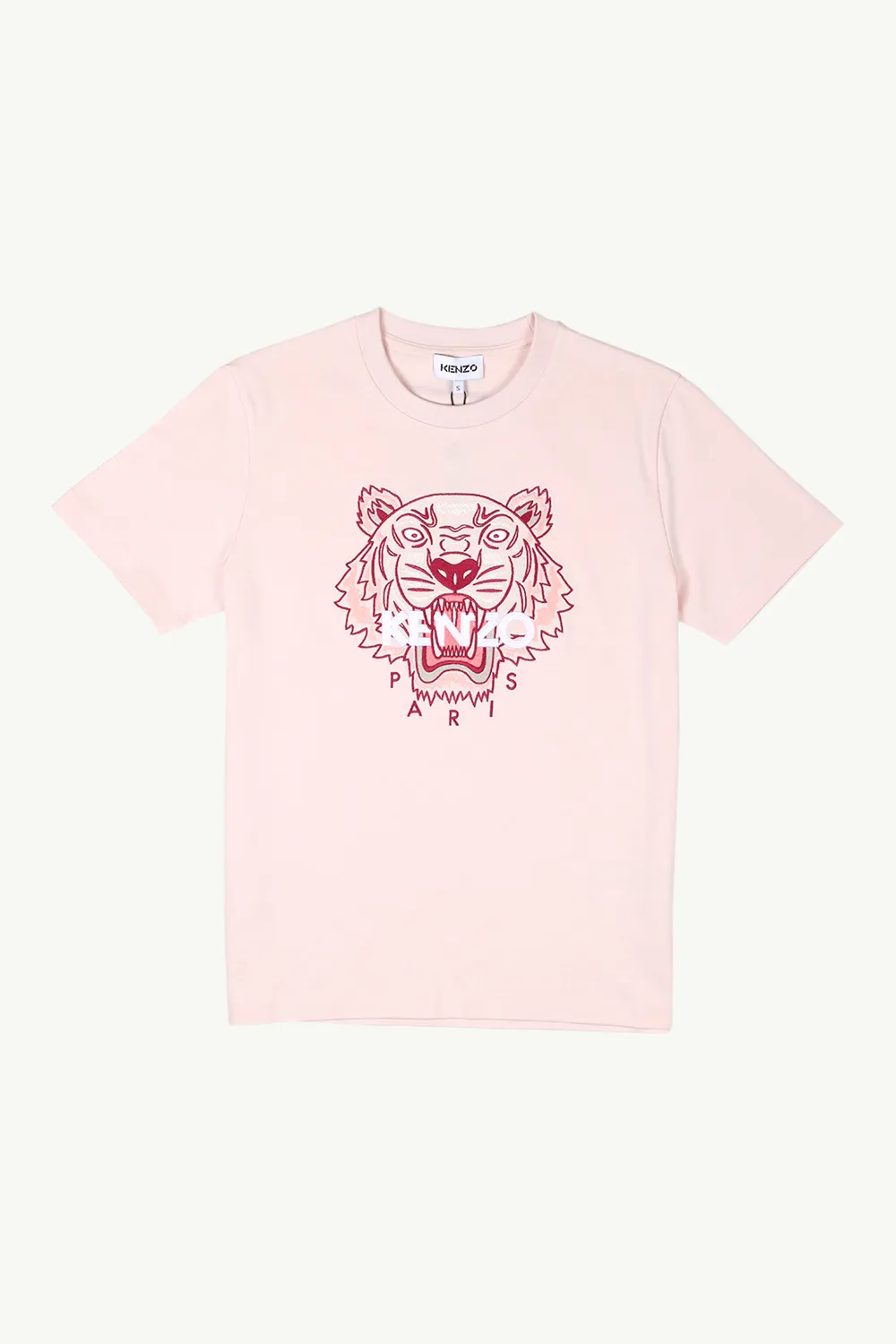 KENZO Women Embroidered Tiger T-Shirt in Faded Pink/White/Brown 0
