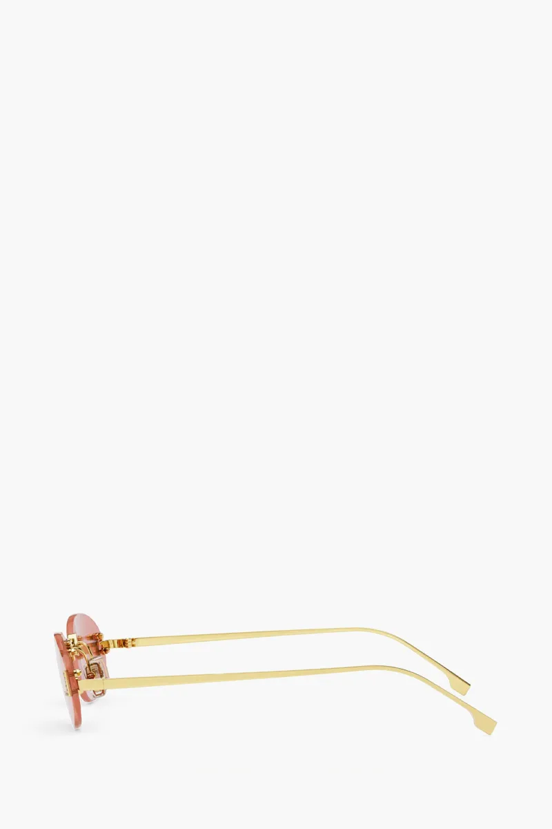 FENDI First Crystal Sunglasses in Gold/Bordeaux Metal 1