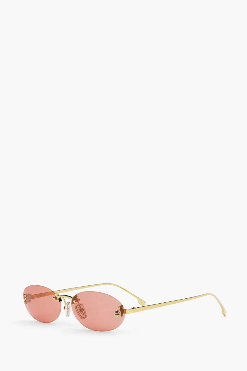 FENDI First Crystal Sunglasses in Gold/Bordeaux Metal 2