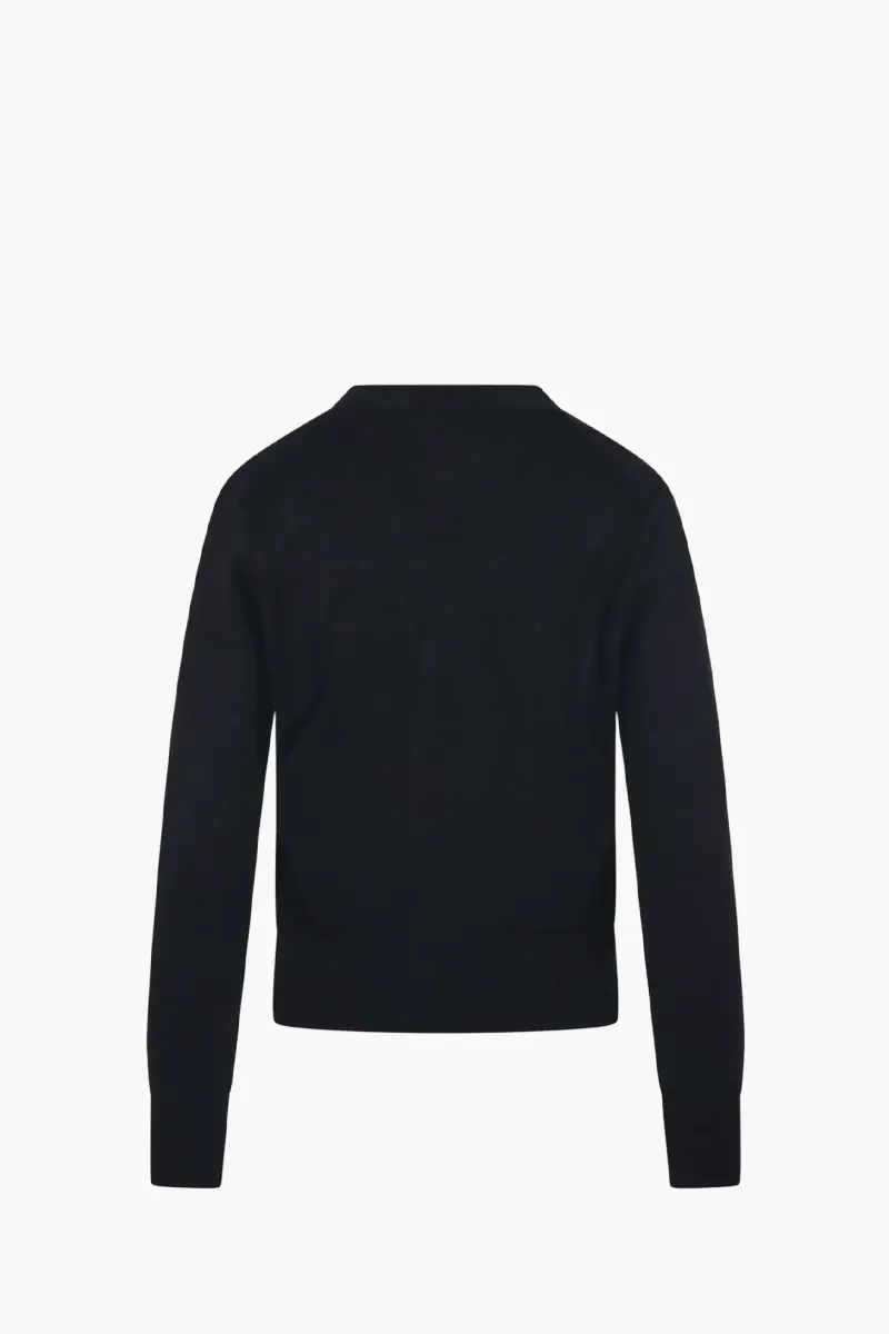 AMI Women De Coeur Cardigan in Black Merino Wool 1