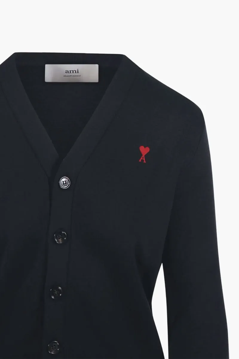 AMI Women De Coeur Cardigan in Black Merino Wool 2
