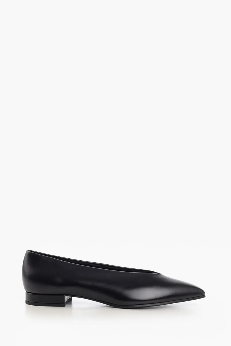 LORO PIANA Rebecca Ballerina 2cm in Black Calfskin 0