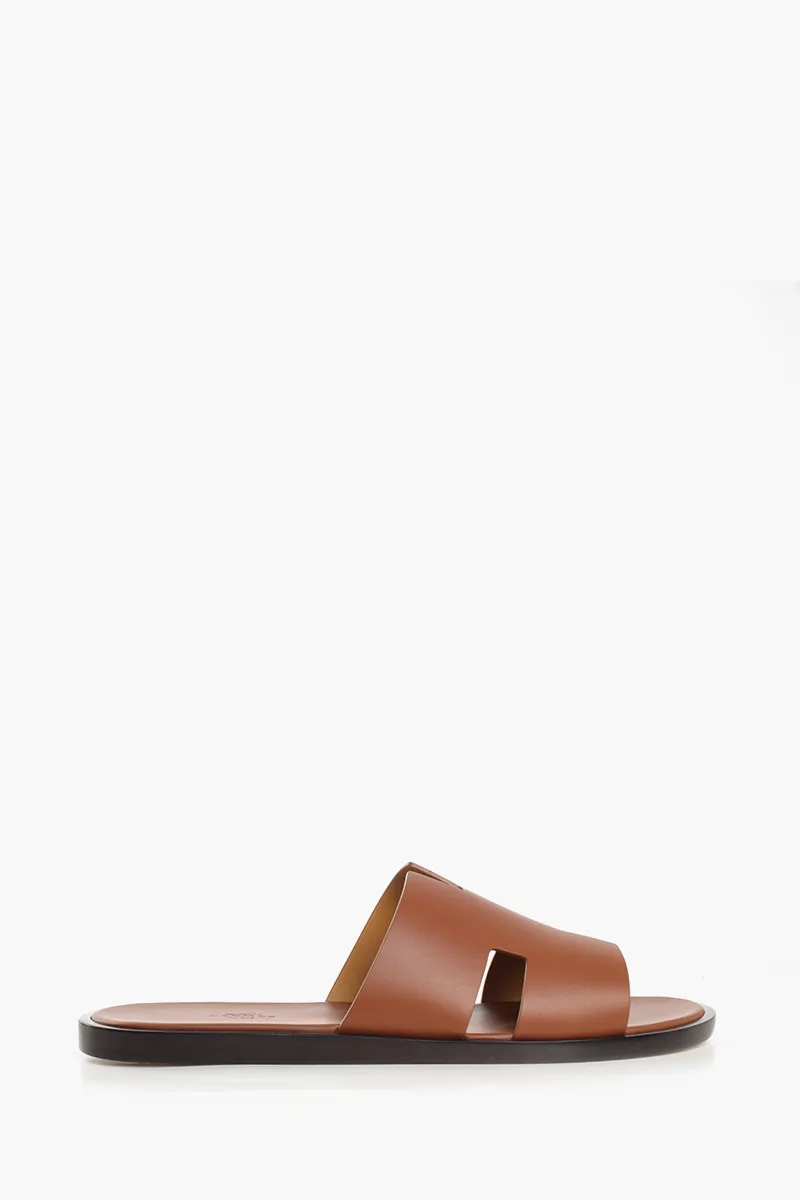 HERMÈS Izmir Sandals in Gold Calfskin 0