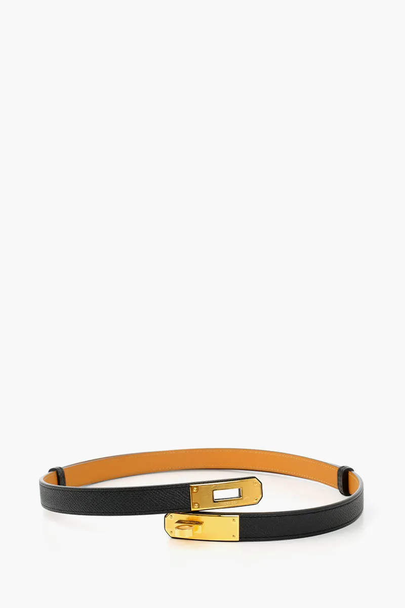 HERMÈS Kelly 18 18mm Belt in Black Epsom Calfskin YGHW 1
