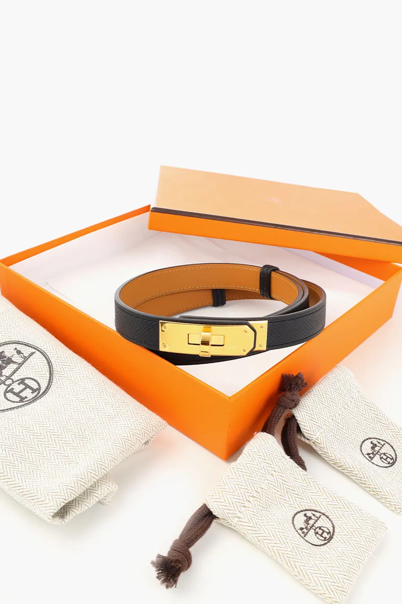 HERMÈS Kelly 18 18mm Belt in Black Epsom Calfskin YGHW 4