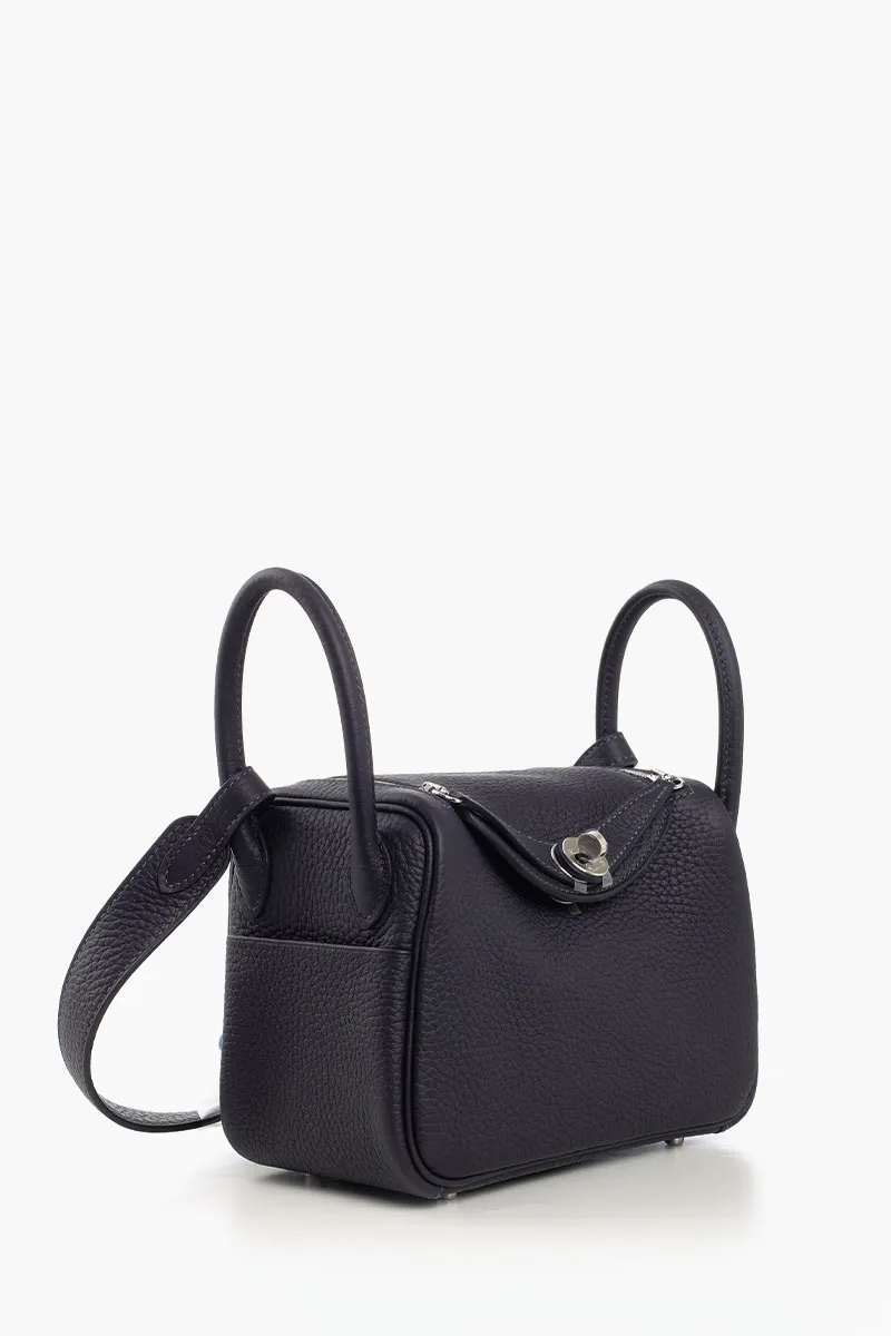 HERMÈS Mini Lindy bag in Caban Taurillon Clemence SHW 1