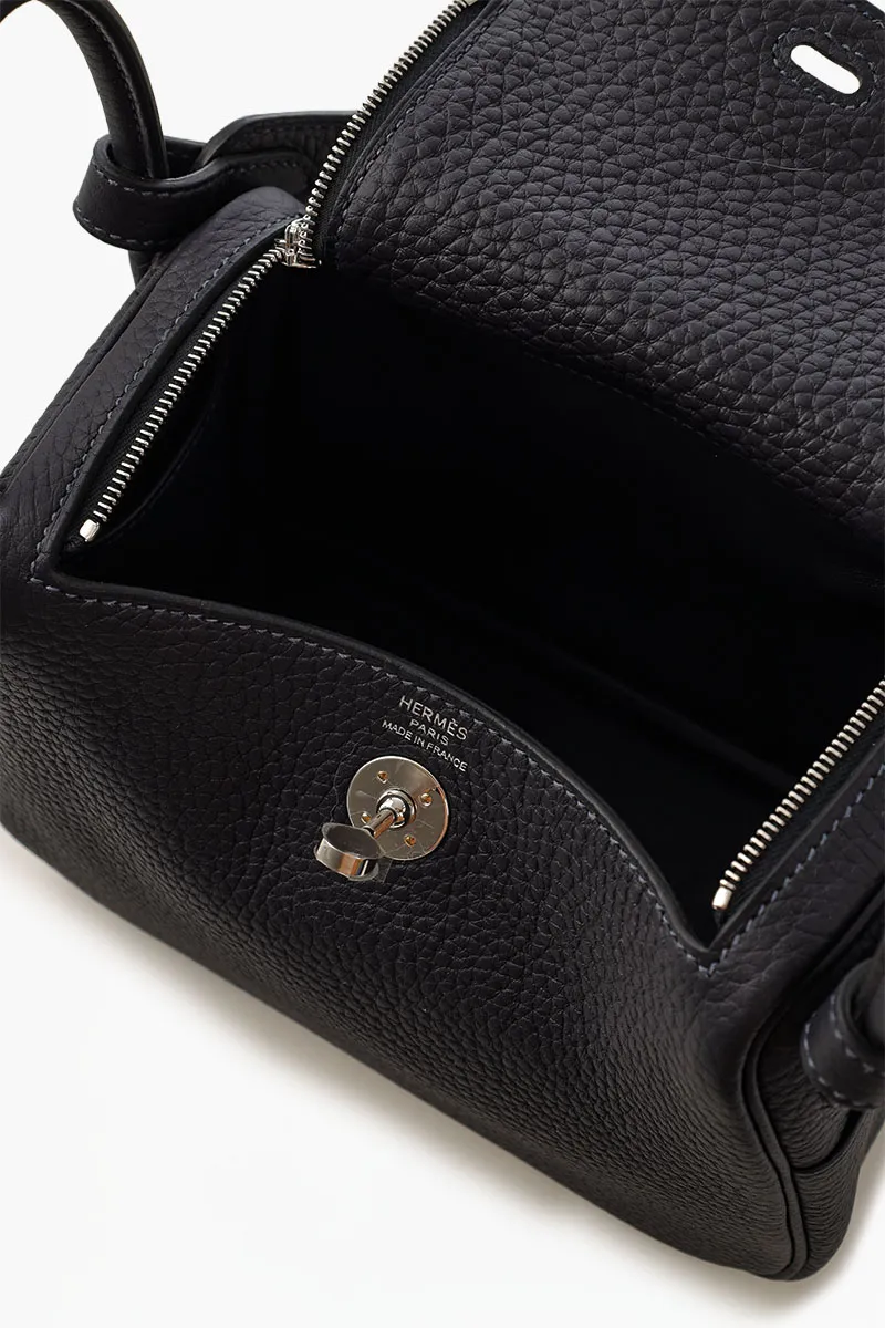 HERMÈS Mini Lindy bag in Caban Taurillon Clemence SHW 3