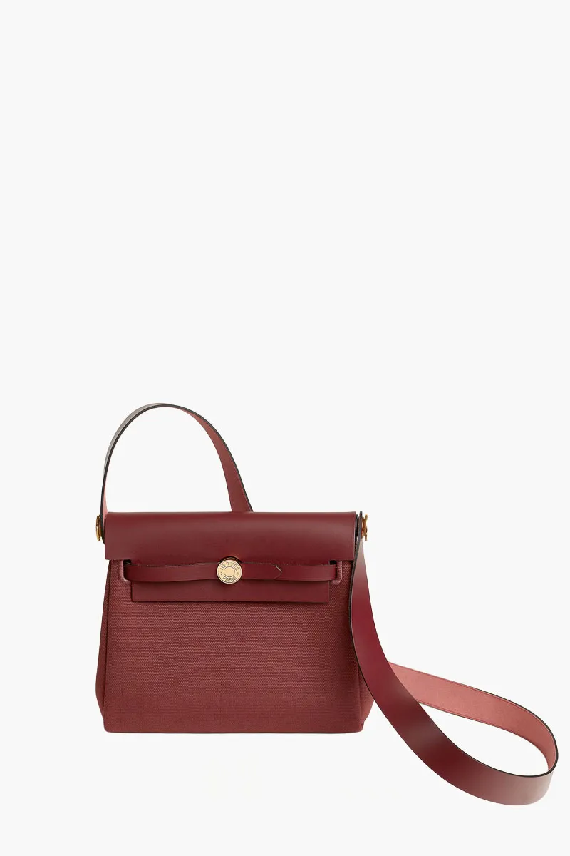 HERMÈS BNIB Herbag Zip 20 HB 10 Bag in Rouge H Militaire Canvas and Hunter Cowhide 0