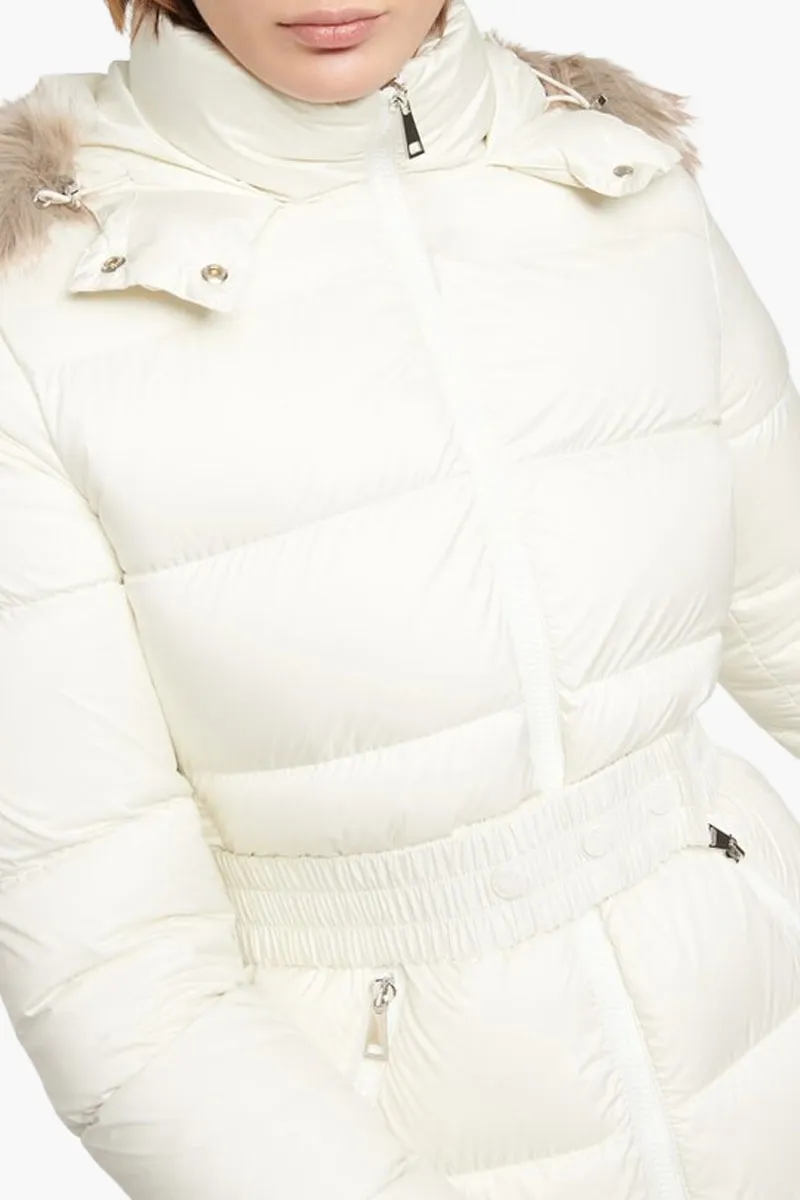 MONCLER Women Fudson Quilted Long Down Coat in White Nylon 3