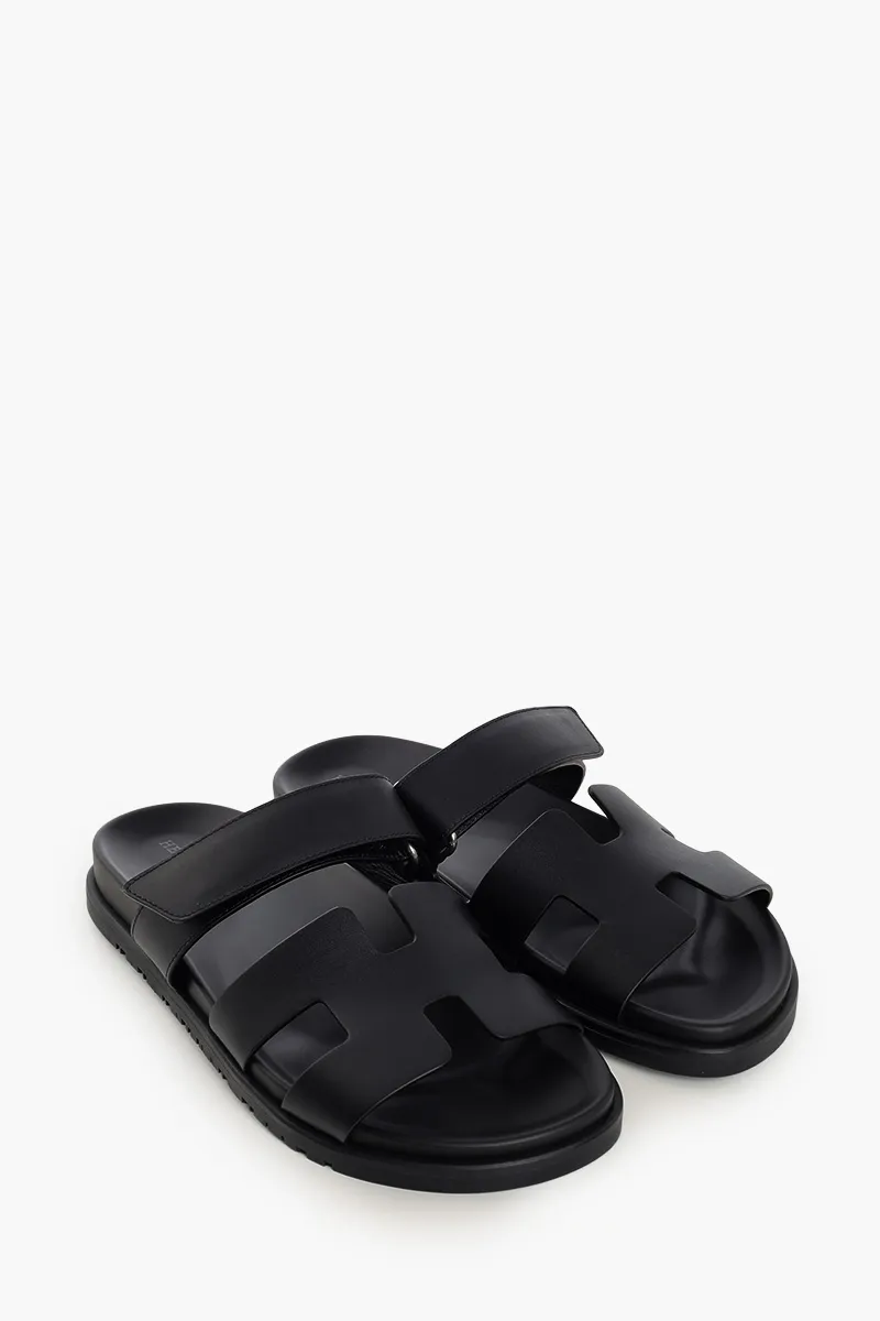 HERMÈS Chypre Sandals in Black Calfskin 2