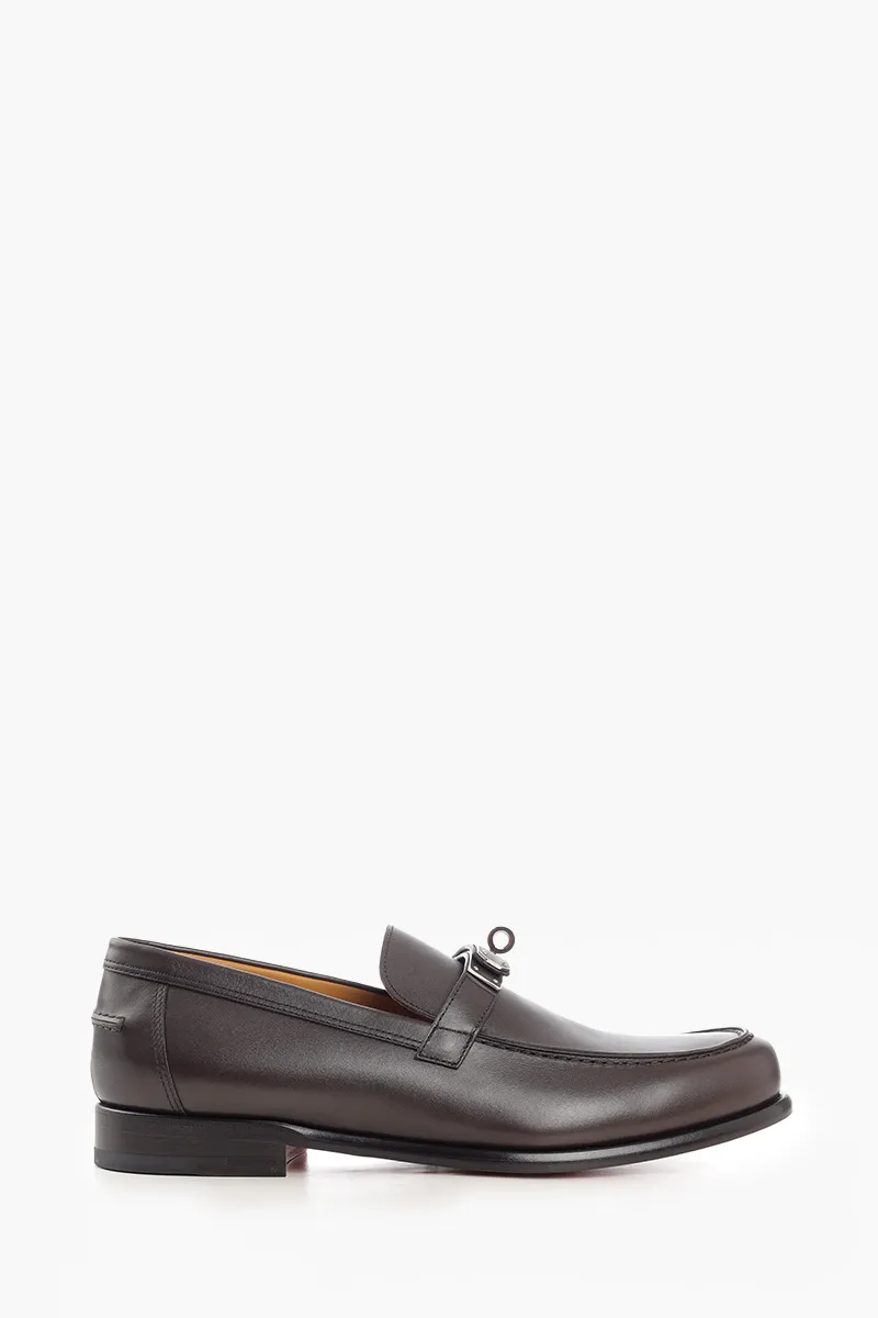 HERMÈS Destin Loafers in Ebony/Brown Calfskin with Kelly Buckle 0
