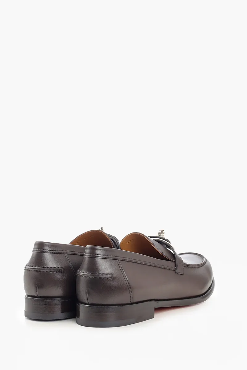 HERMÈS Destin Loafers in Ebony/Brown Calfskin with Kelly Buckle 1