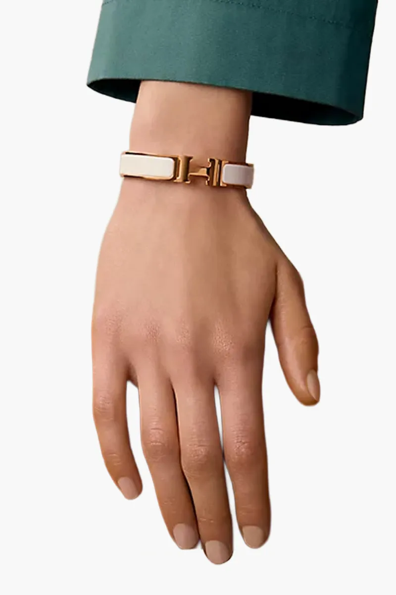 HERMÈS Clic H Bracelet in White Plain Enamel RGHW 2