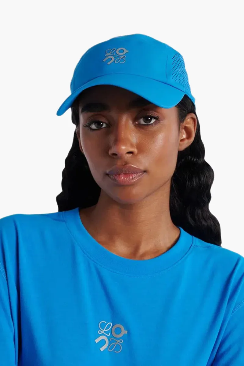 LOEWE X ON Logo Printed Baseball Cap in Blue Recycled Polyester 2
