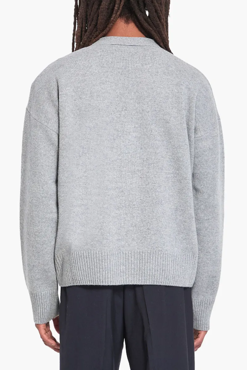 AMI Paris Ami de Coeur Cardigan in Grey Wool 2