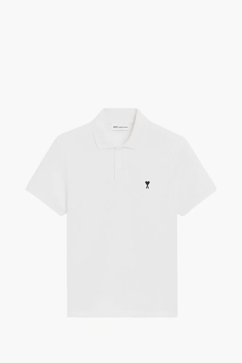 AMI Men De Coeur Short Sleeves Polo Shirt in White Cotton 0