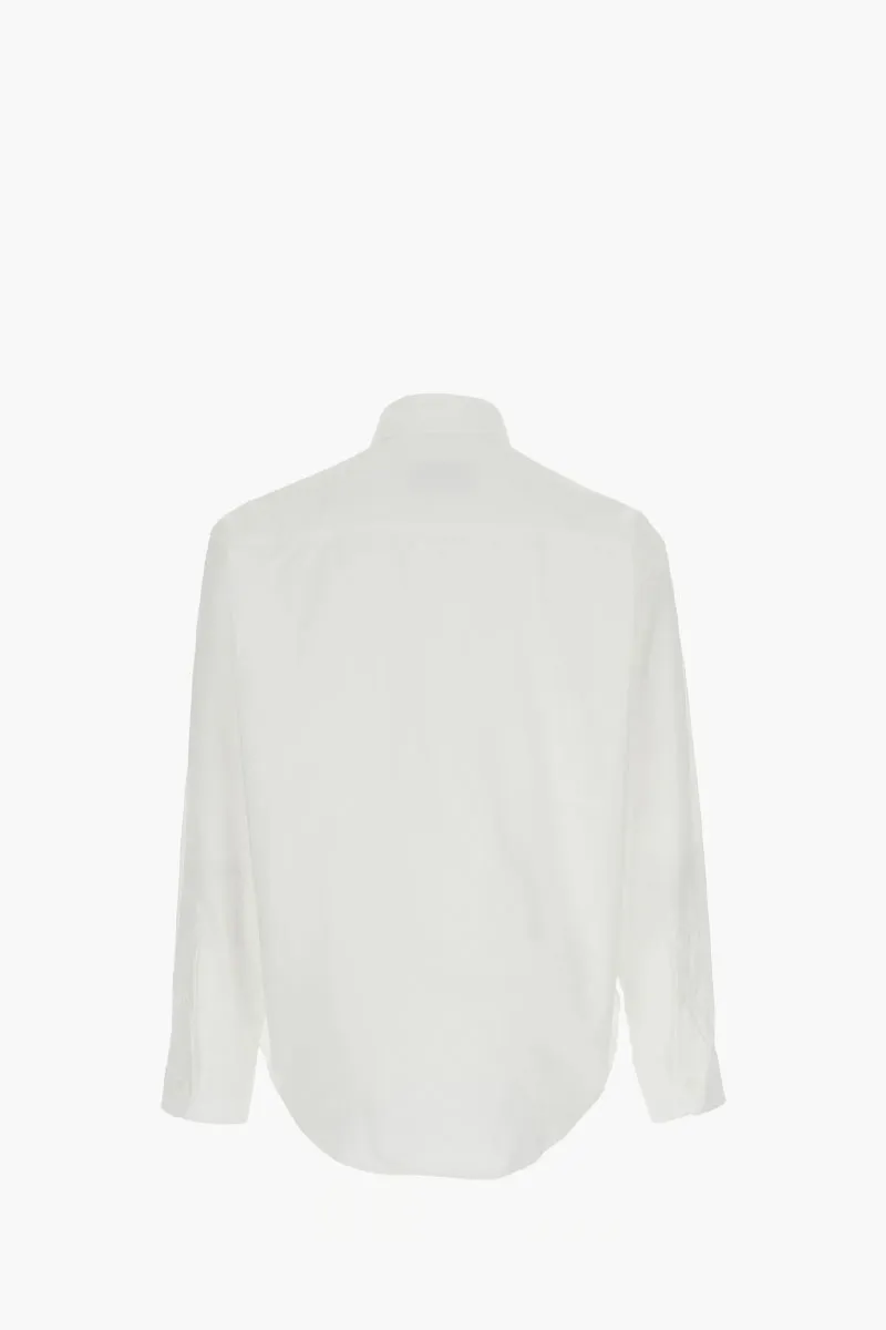 AMI Men Ami De Coeur Boxy Long Sleeves Button Shirt in Natural White/Black Oxford Cotton 1