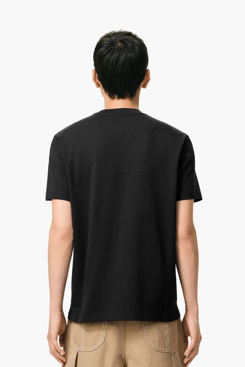 AMI Men Embroidered Black Ami De Coeur T-Shirt in Black/White Cream Cotton 2