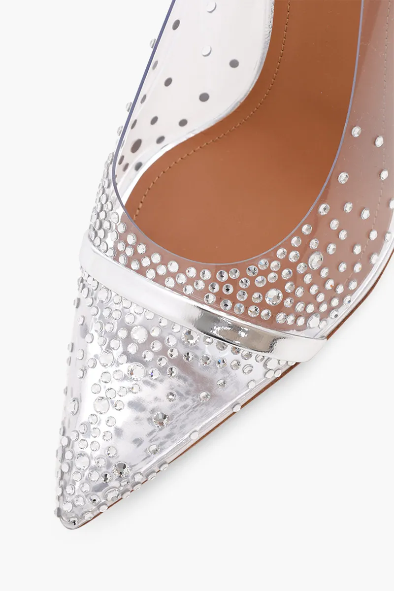 MALONE SOULIERS Joan PVC Heeled Pumps 90mm in Clear/Silver 4