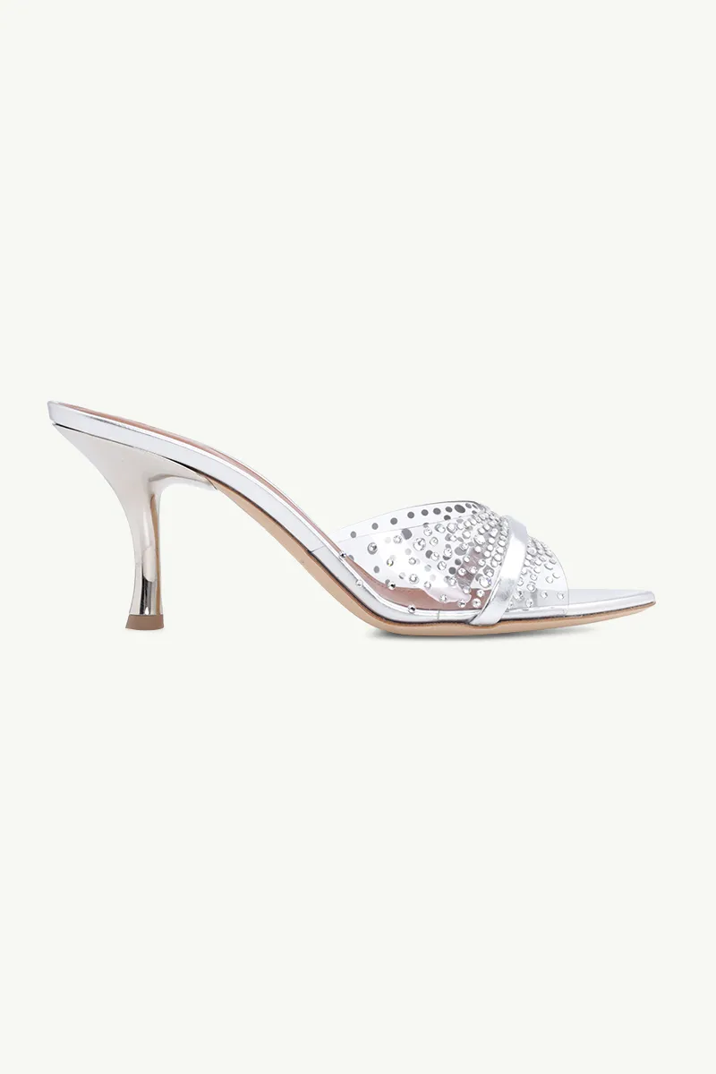 MALONE SOULIERS Julia PVC Heeled Sandals 70mm in Clear/Silver 0