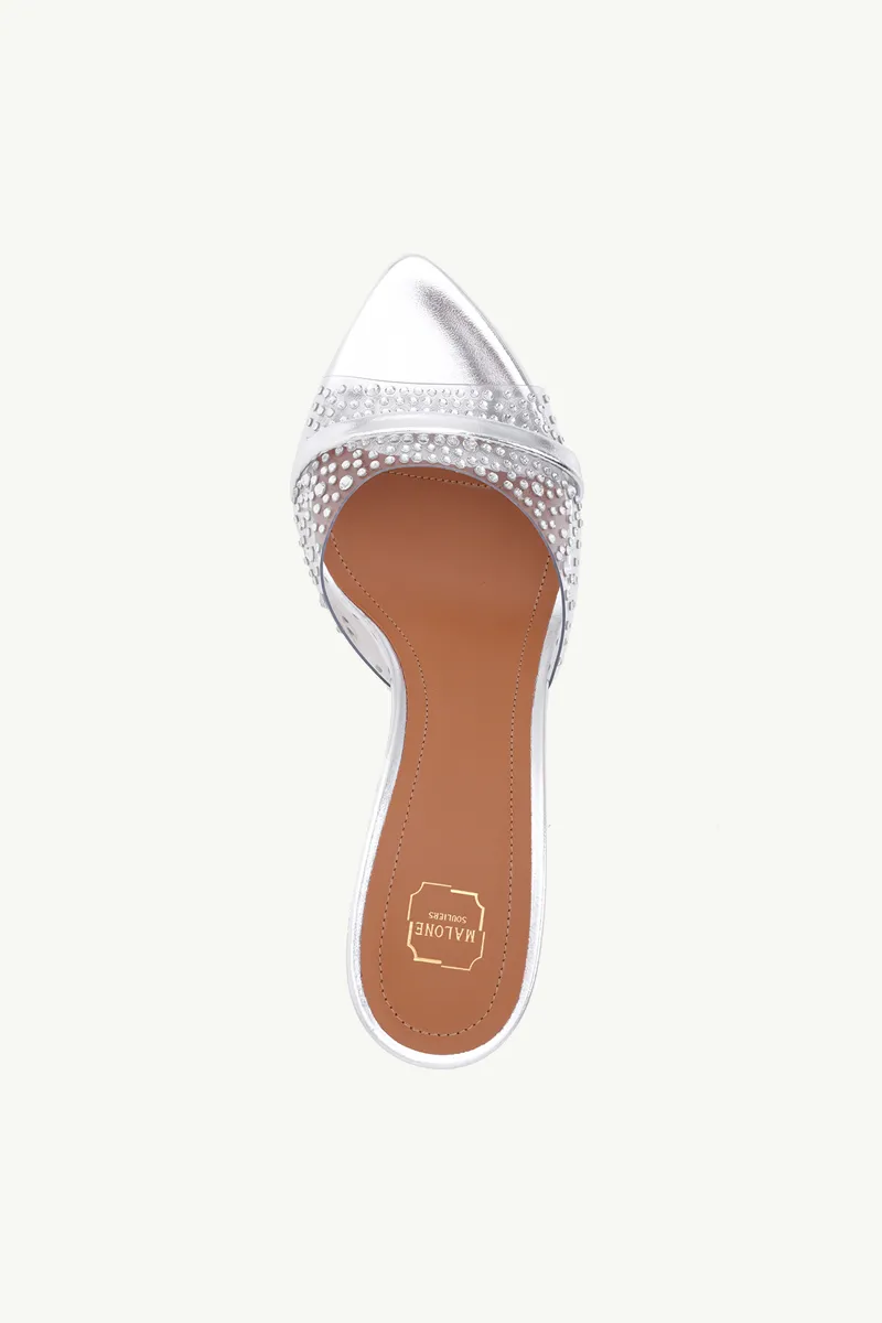 MALONE SOULIERS Julia PVC Heeled Sandals 70mm in Clear/Silver 3