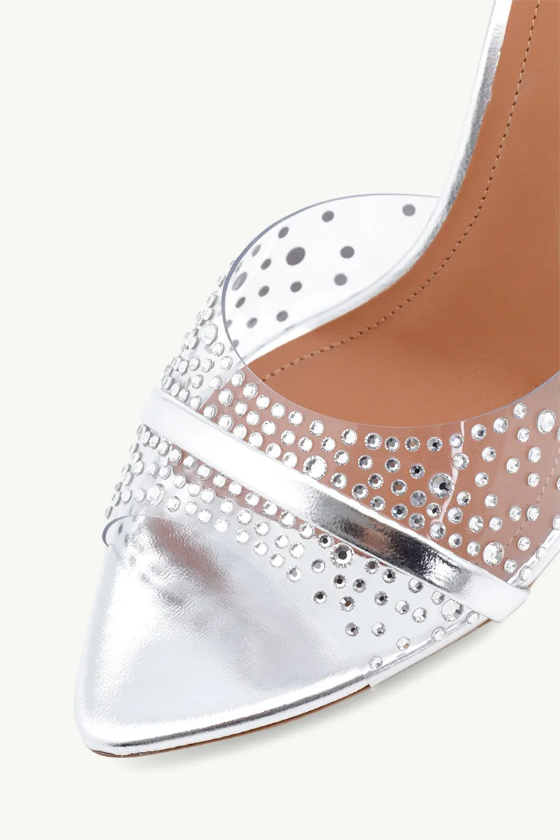 MALONE SOULIERS Julia PVC Heeled Sandals 70mm in Clear/Silver 4