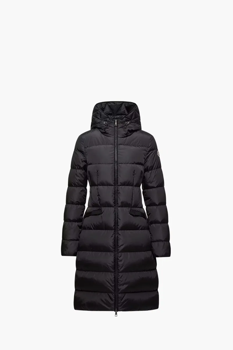 MONCLER Women Avocette Hooded Long Down Jacket in Black Nylon 0