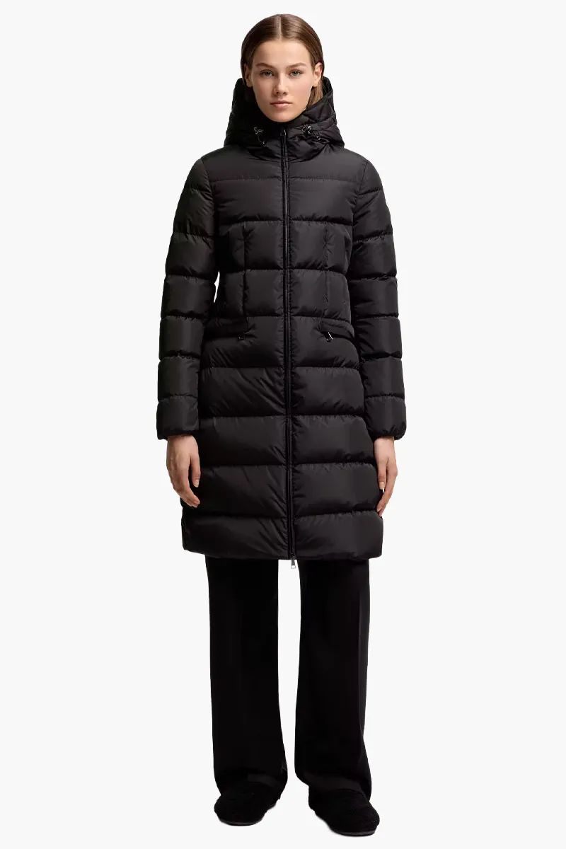 MONCLER Women Avocette Hooded Long Down Jacket in Black Nylon 1