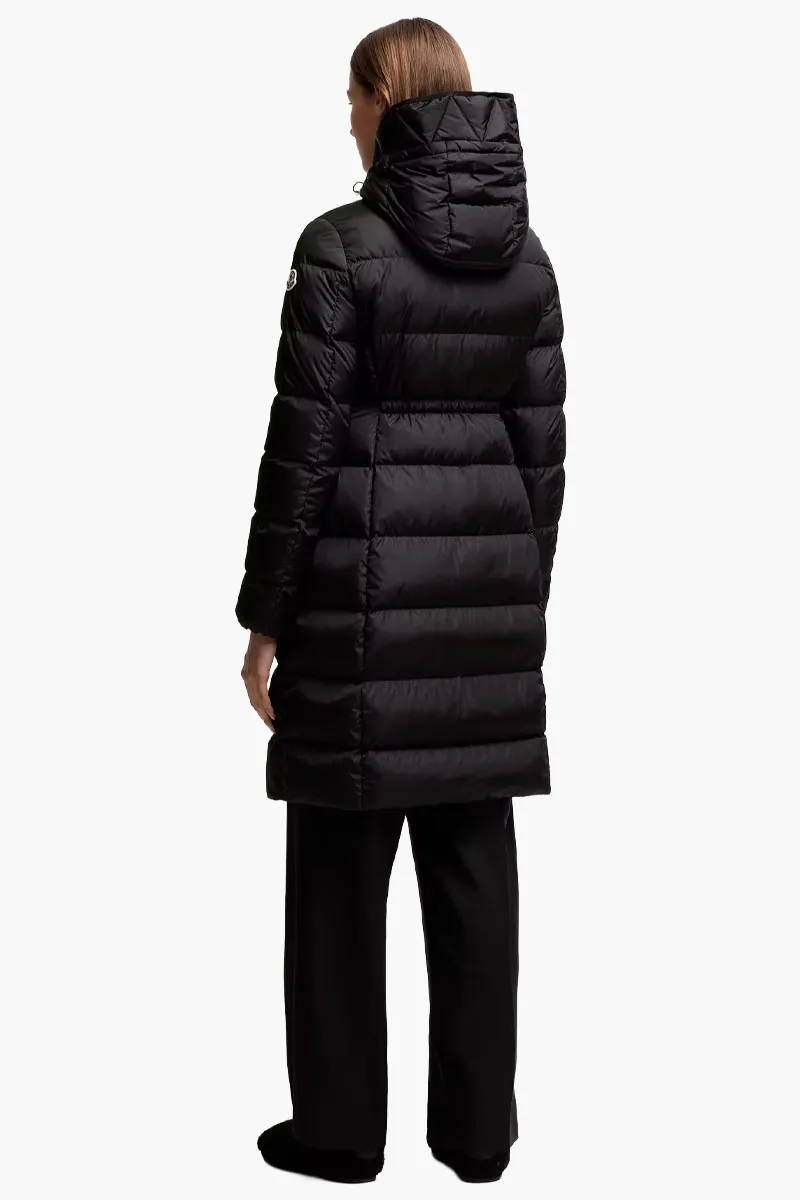 MONCLER Women Avocette Hooded Long Down Jacket in Black Nylon 2