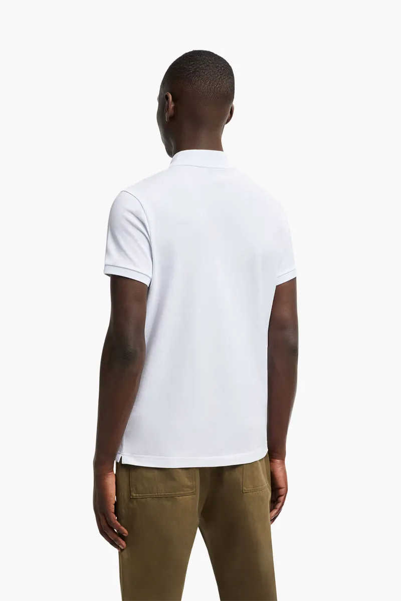 MONCLER Men Logo Patch Polo Shirt in White Cotton Piquet 2