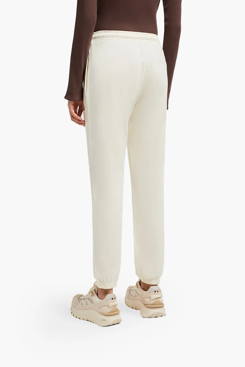 MONCLER Women Logo Patch Track Pants in White Cotton 2