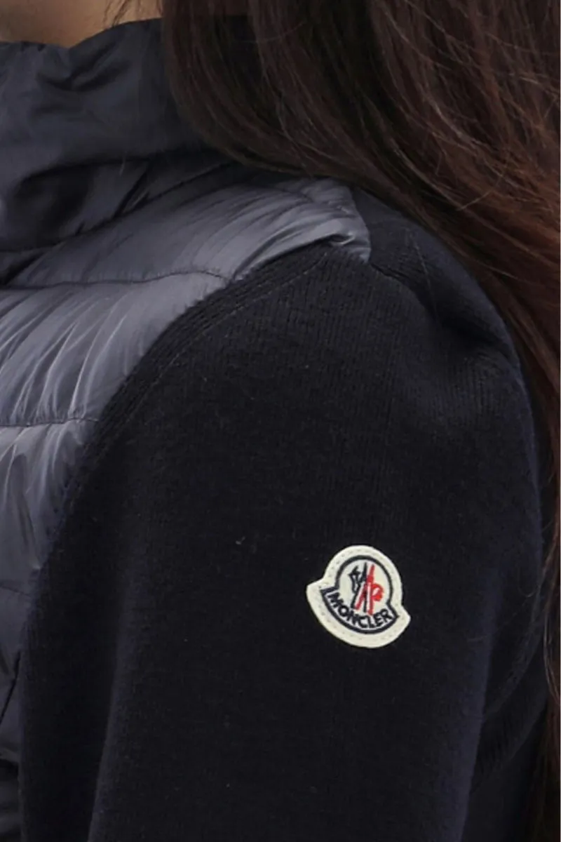 MONCLER Kid Padded Wool Zip-Up Cardigan in Black 3