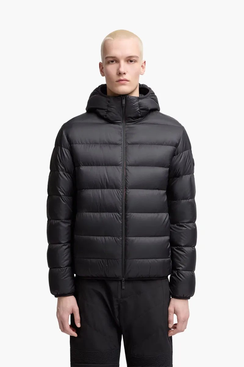 MONCLER Men Erdon Short Down Jacket in Black Nylon with Hoodie 1